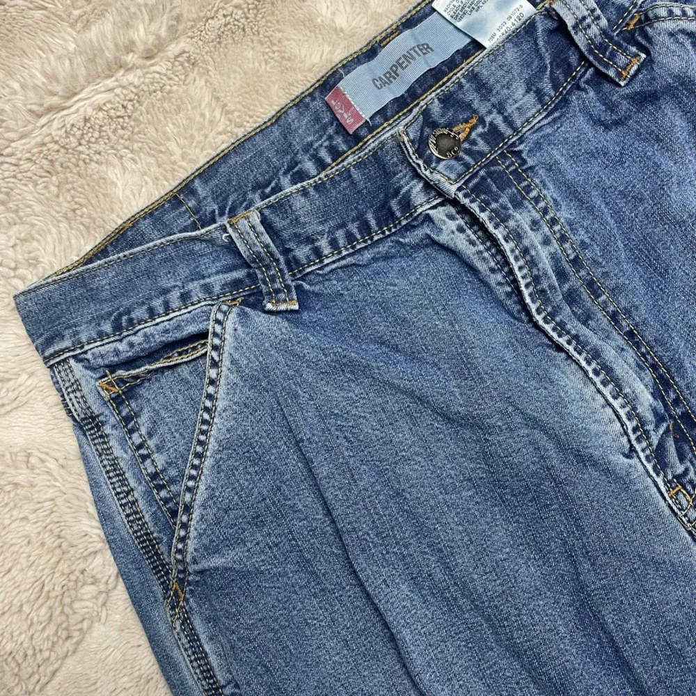 Levis Mens Carpenter Jeans Medium Wash Blue Cotton Workwear Baggy Y2K 36x32